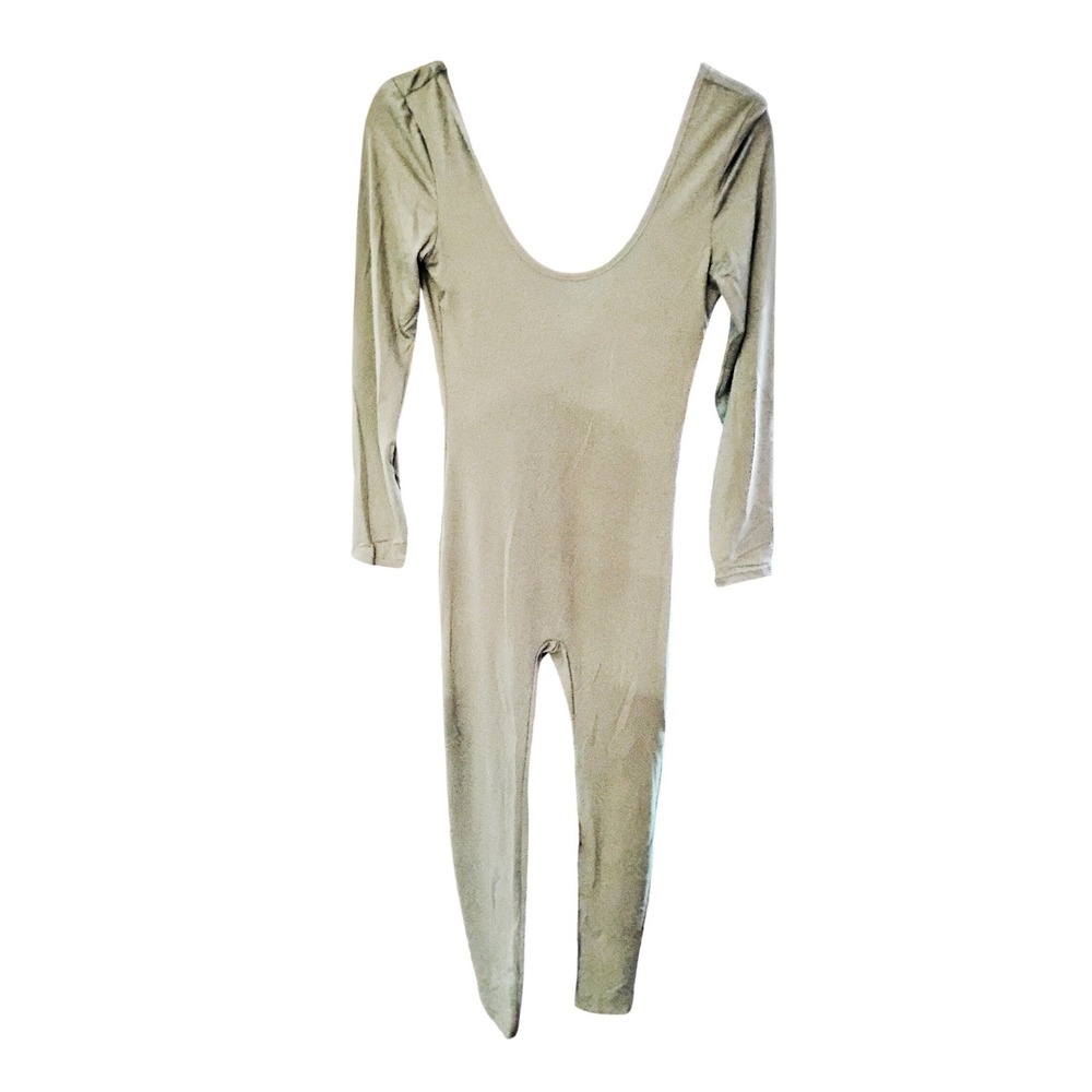 Capella Olive Green One Piece Stretch Cat Suit Jumpsuit Size Large NWT